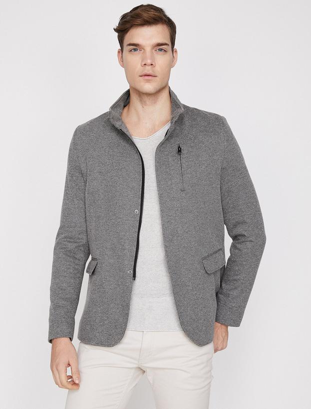   Fermuar Detaylı Blazer Ceket