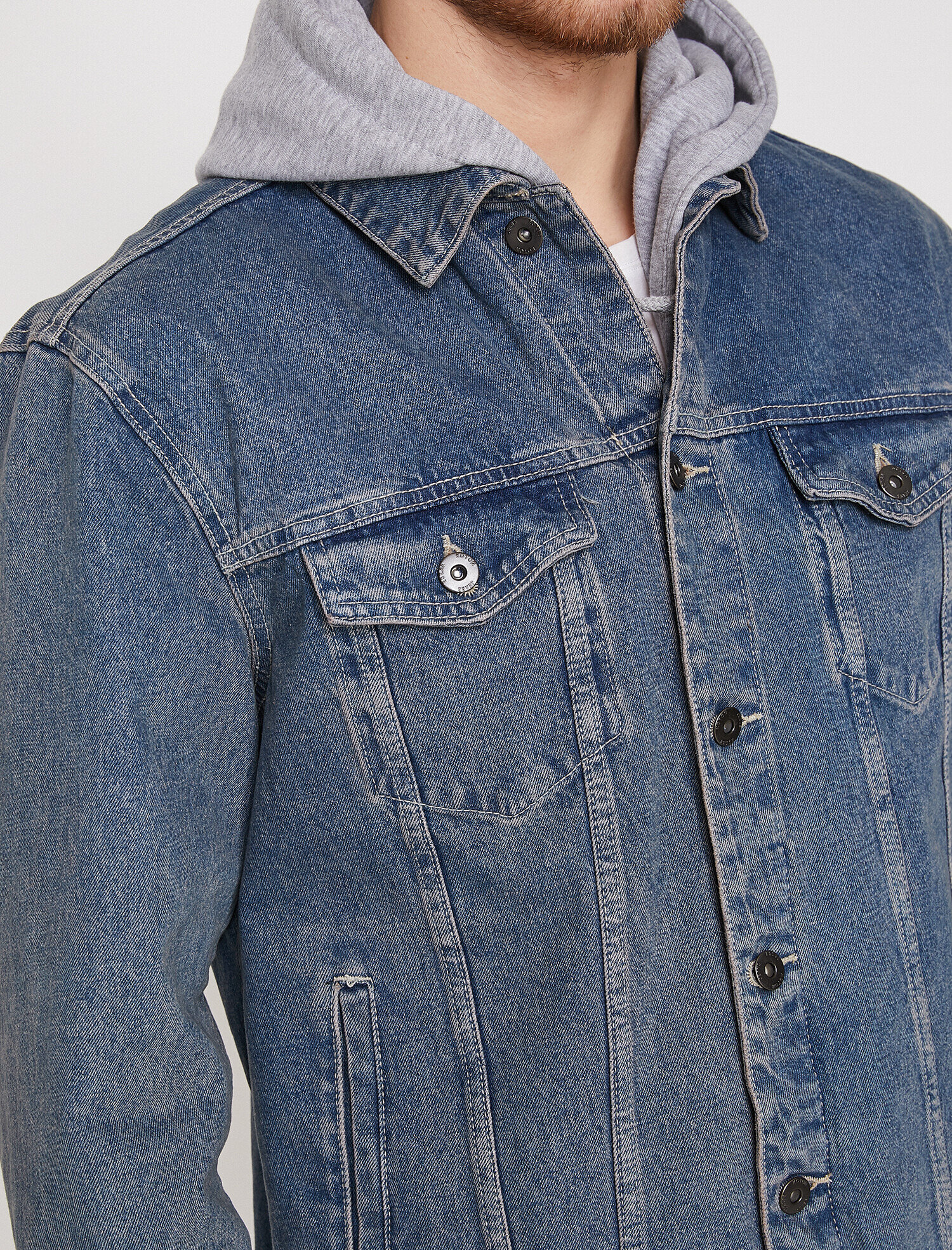   Kapüşonlu Jean Ceket