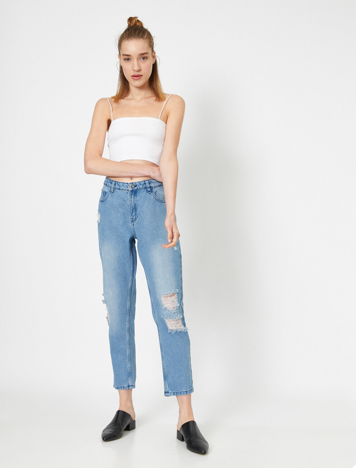   Boyfriend Yırtık Jean Pantolon