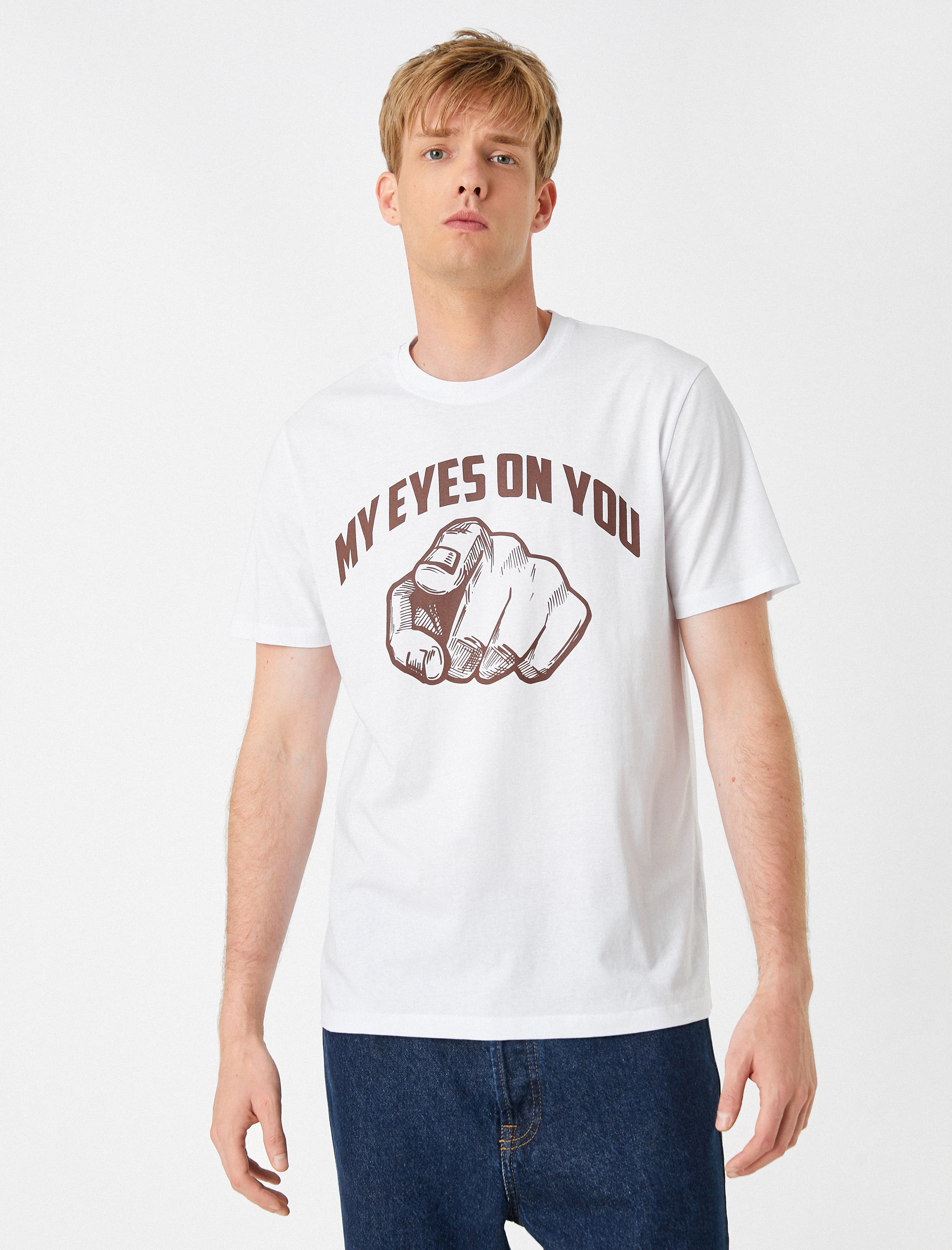   Slogan Baskılı Tişört Bisiklet Yaka
