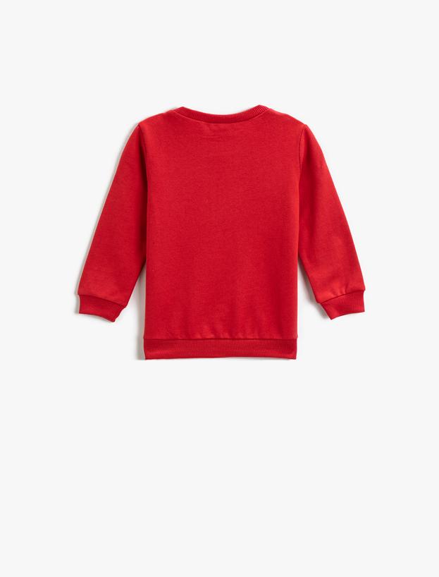  Erkek Bebek Bisiklet Yaka Kabartmalı Sweatshirt Pamuklu