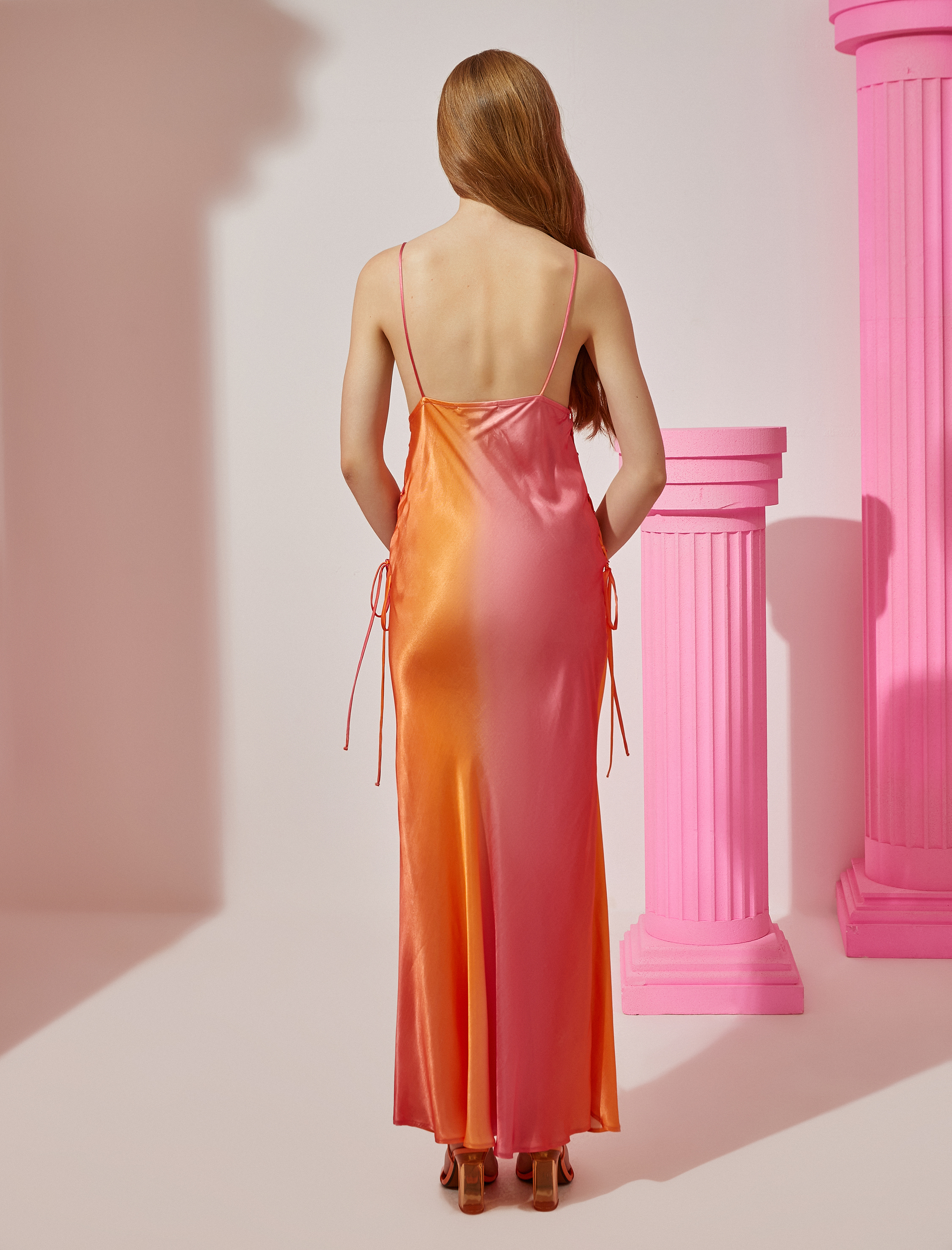   Rachel Araz X Koton - Bağlama Detaylı Saten Uzun Elbise