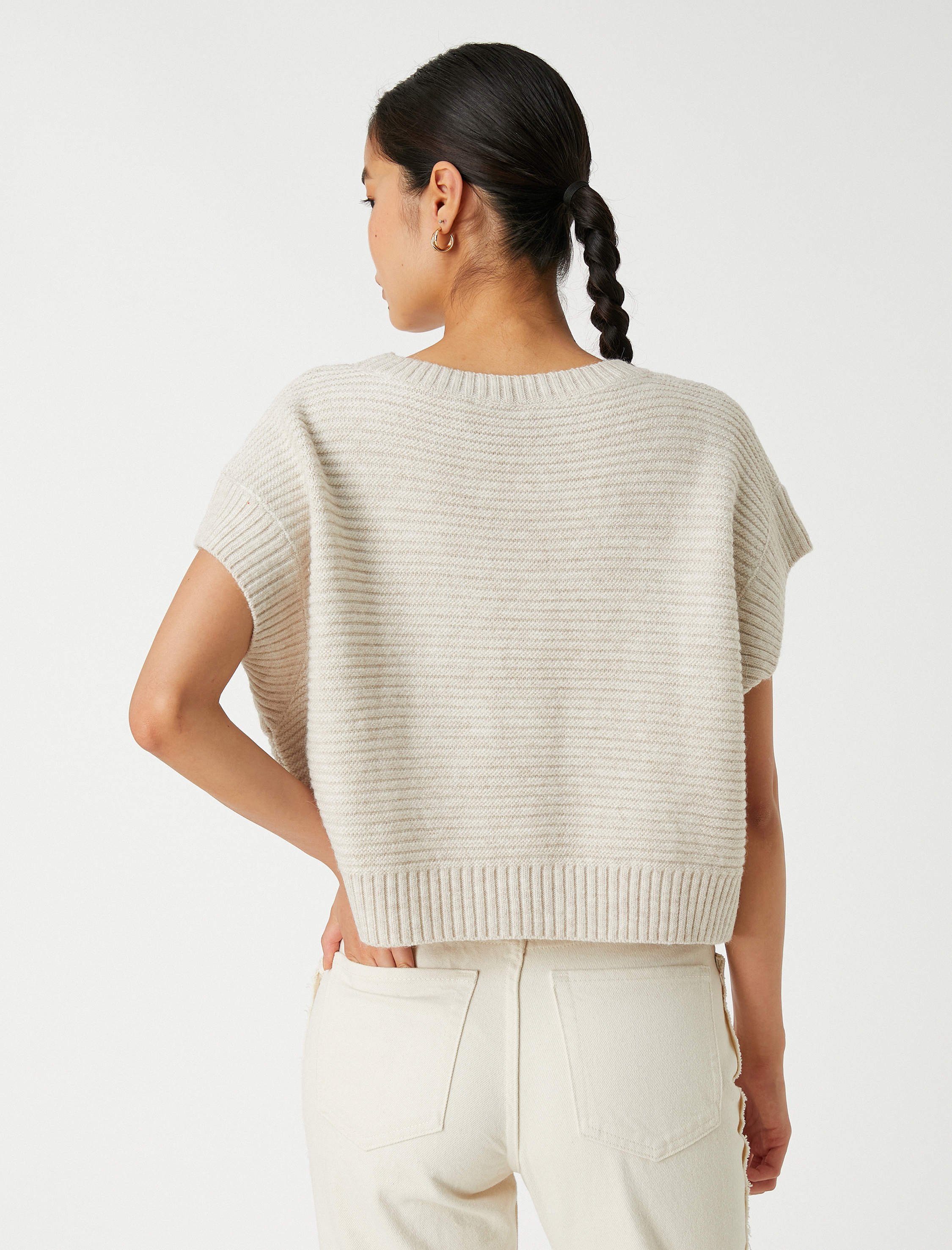   Crop Süveter Dik Yaka