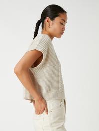 Crop Süveter Dik Yaka