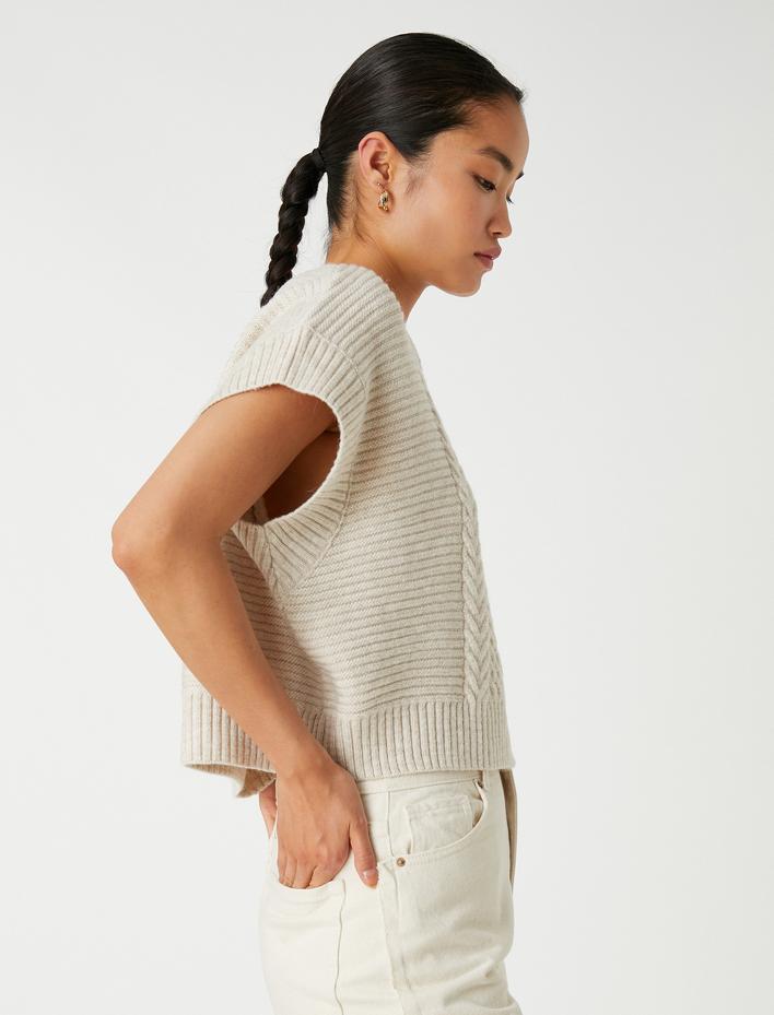  Crop Süveter Dik Yaka