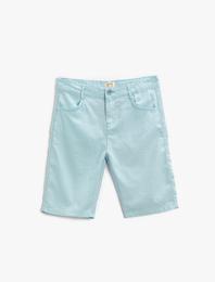 Chino Şort Cepli Beli Lastikli