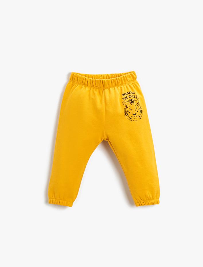 Erkek Bebek Baskılı Jogger Eşofman Altı Pamuklu Beli Lastikli