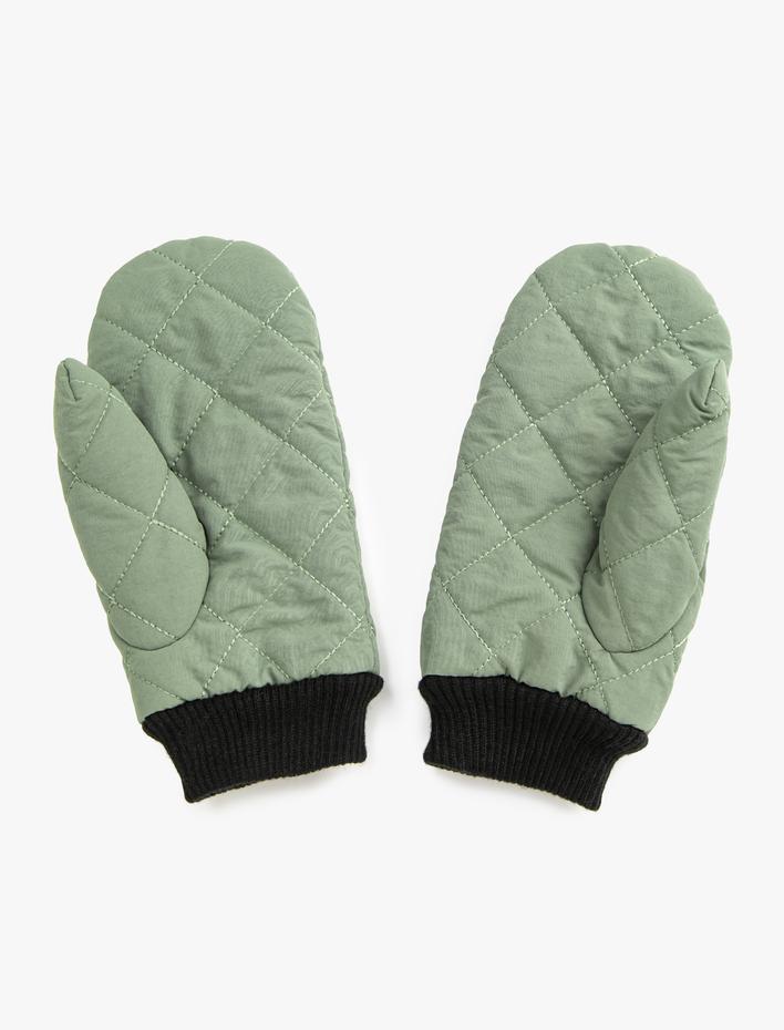 Kadın Şişme Kapitone Eldiven Ribanalı Suni Kürk Astarlı