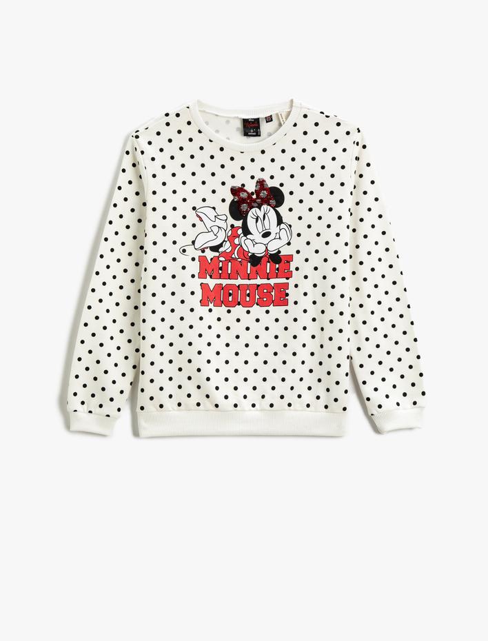 Kız Çocuk Minnie Mouse Baskılı Lisanslı Sweatshirt Pamuklu