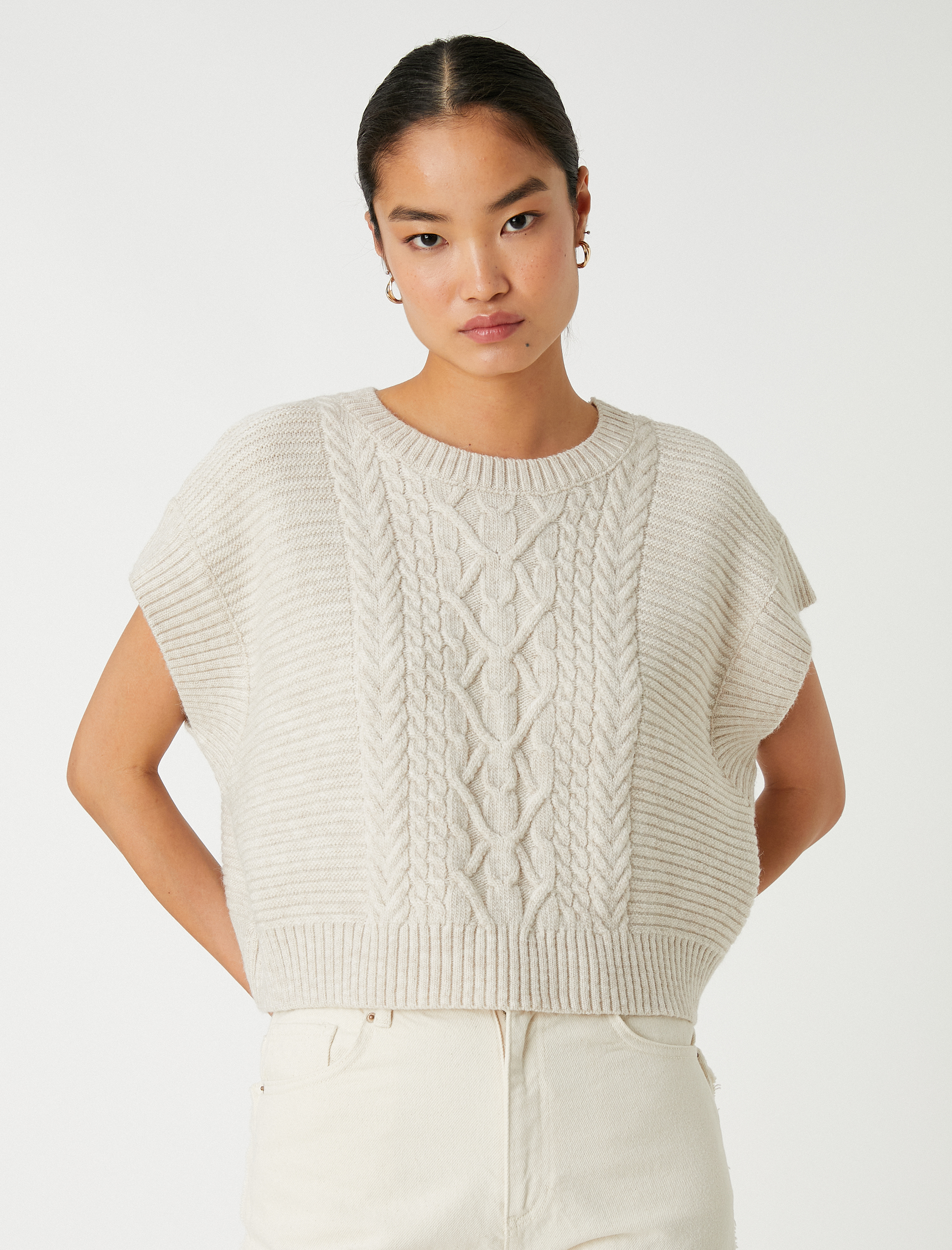   Crop Süveter Dik Yaka