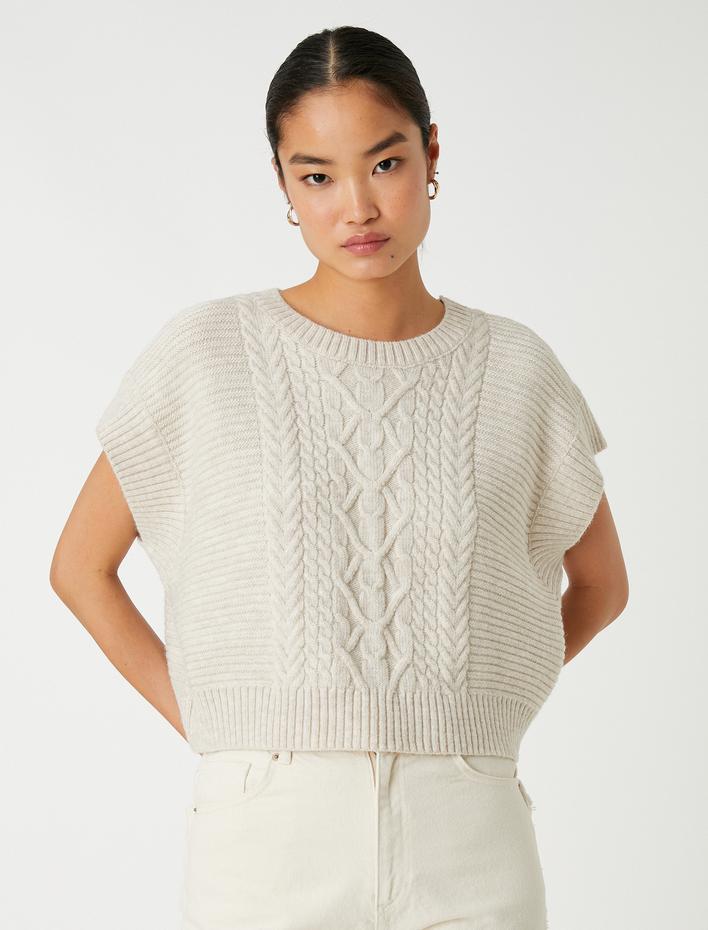  Crop Süveter Dik Yaka