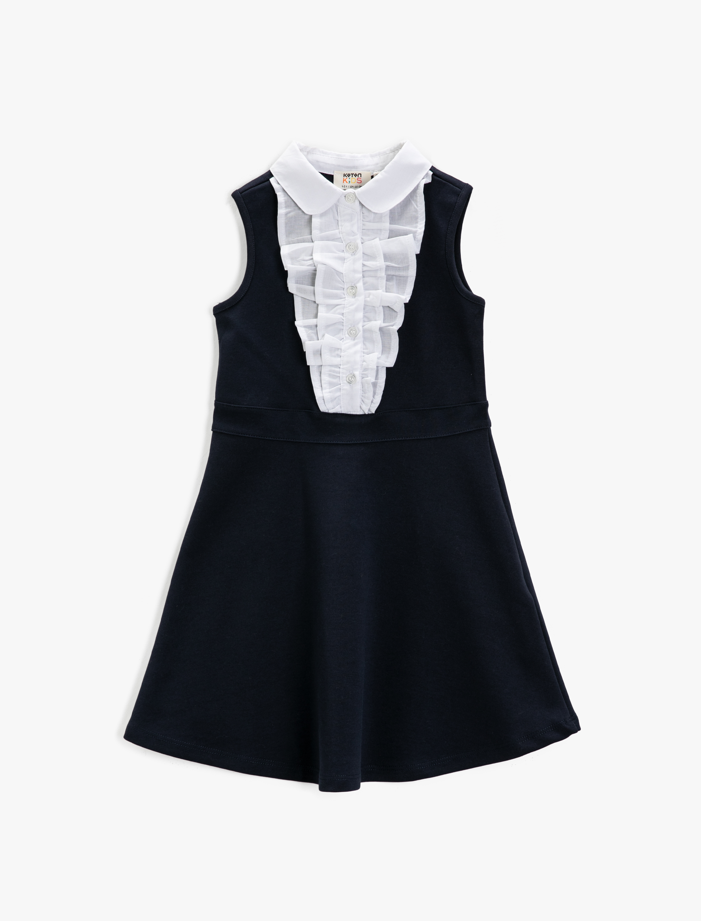  Kız Çocuk Kolsuz Yakası Fırfırlı Elbise