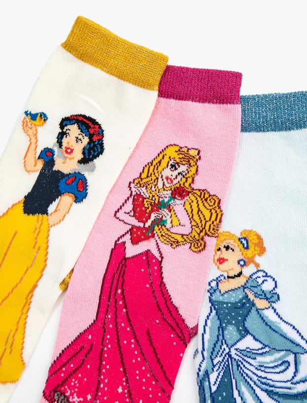  Kız Çocuk 3'lü Çorap Seti Disney Prensesleri Desenli