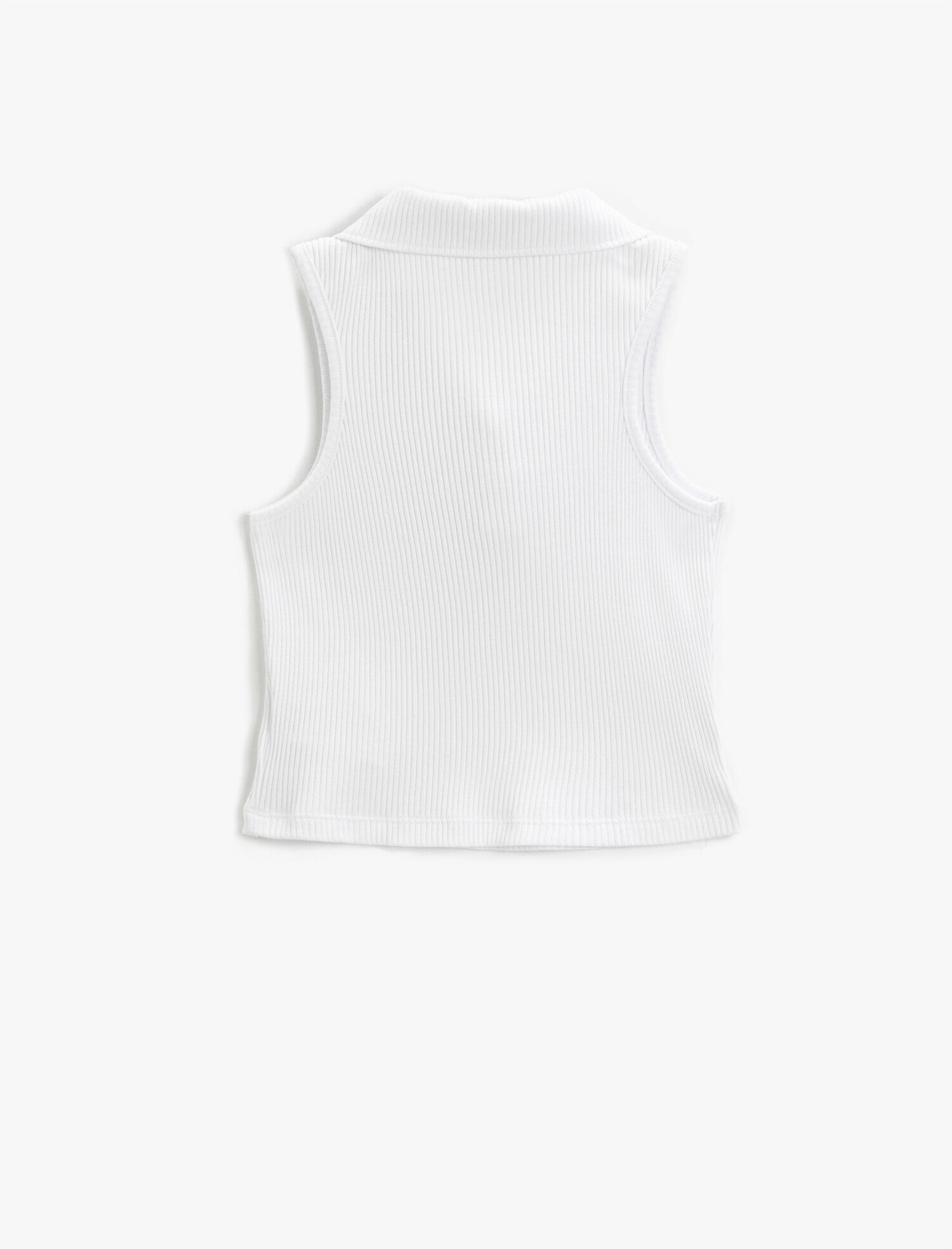  Kız Çocuk Polo Yaka Kolsuz Crop Tişört Ribanalı Pamuklu