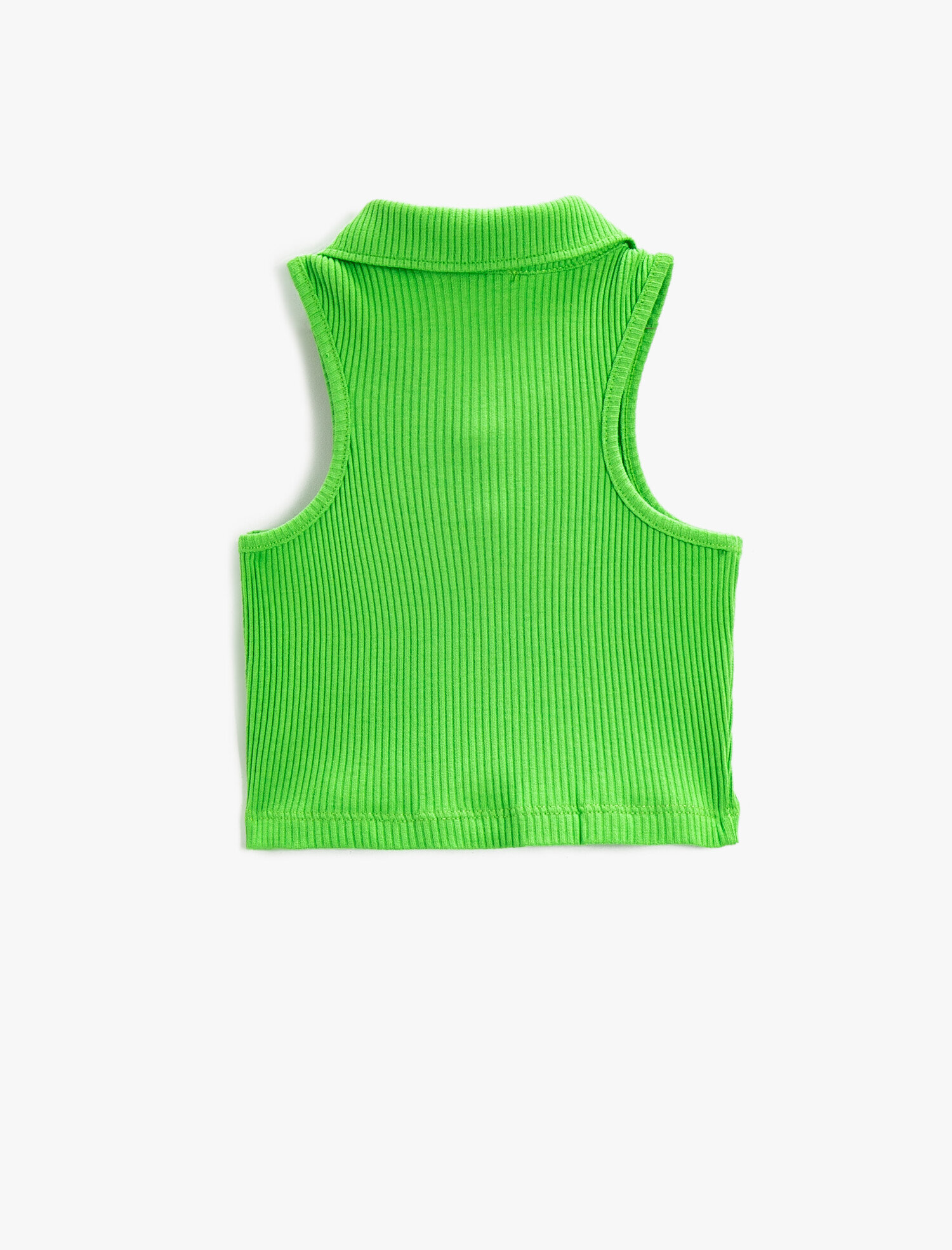  Kız Çocuk Polo Yaka Kolsuz Crop Tişört Ribanalı Pamuklu