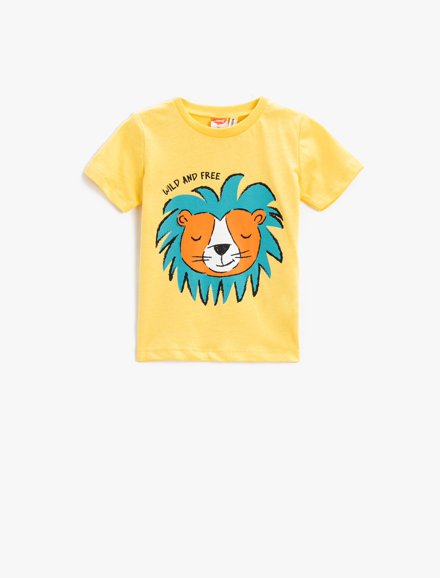  Erkek Bebek Pamuklu Kısa Kollu Tişört Baskılı Bisiklet Yaka