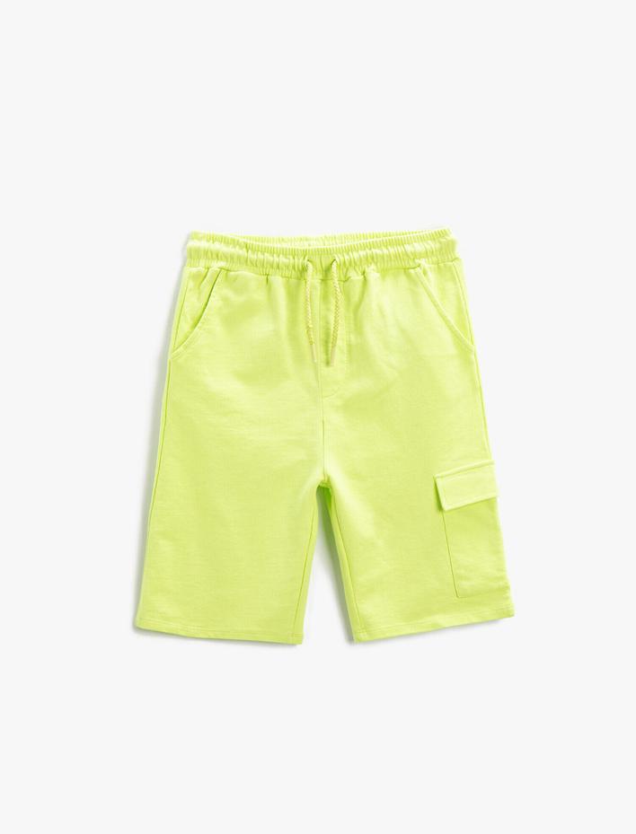 Erkek Çocuk Pamuklu Şort Beli Lastikli ve Büzgü Bağlı