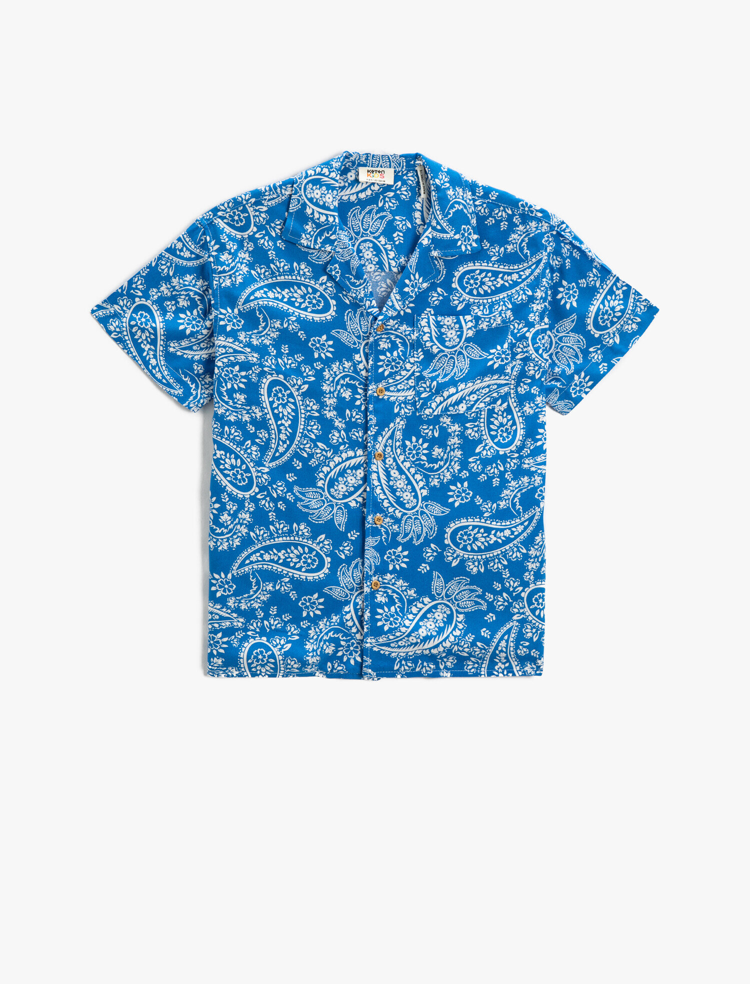  Erkek Çocuk Çiçek Desenli Gömlek Kısa Kollu Cepli