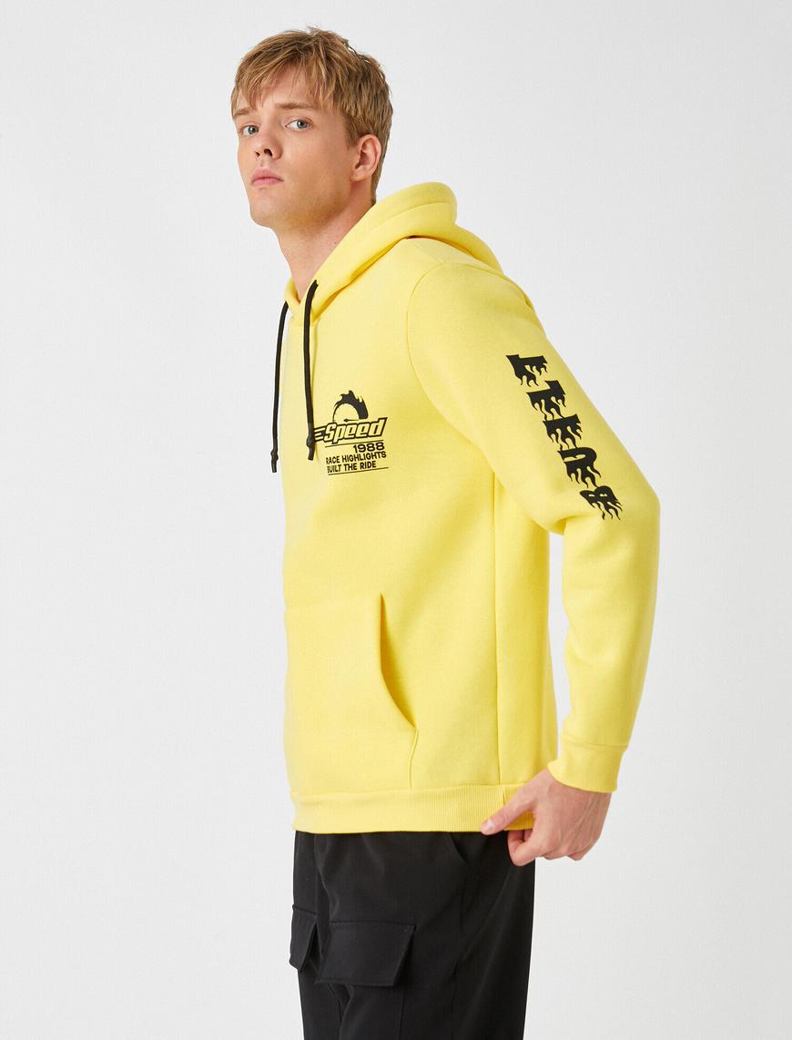   Baskılı Kapşonlu Sweatshirt