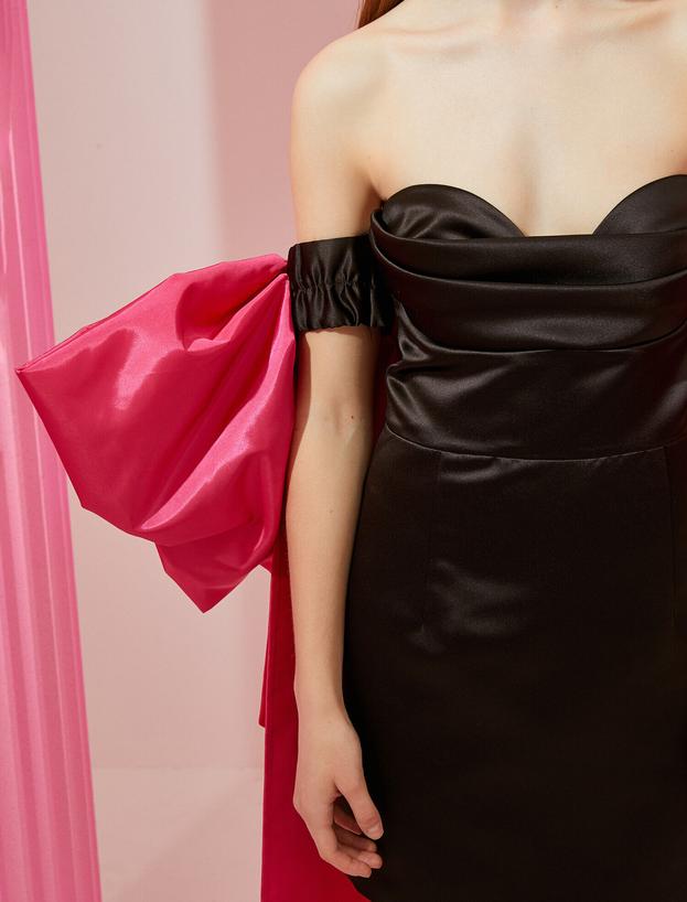  Rachel Araz X Koton - Fiyonk Detaylı Straplez Mini Elbise - Limited Edition