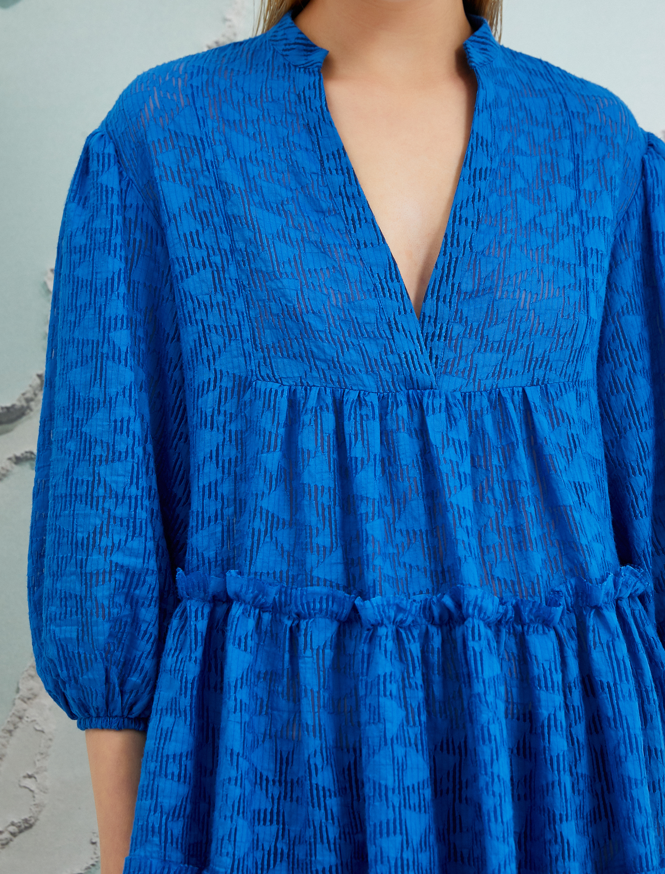   Koton X Şahika Ercümen - Balon Kol Mini Viskon Elbise Hakim Yaka