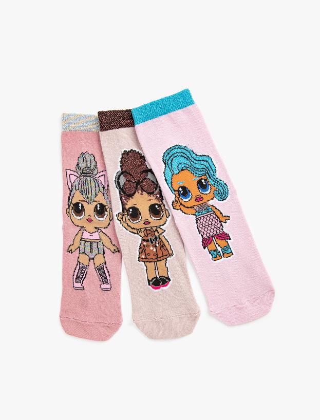  Kız Çocuk 3'lü Lol Lisanslı Soket Çorap