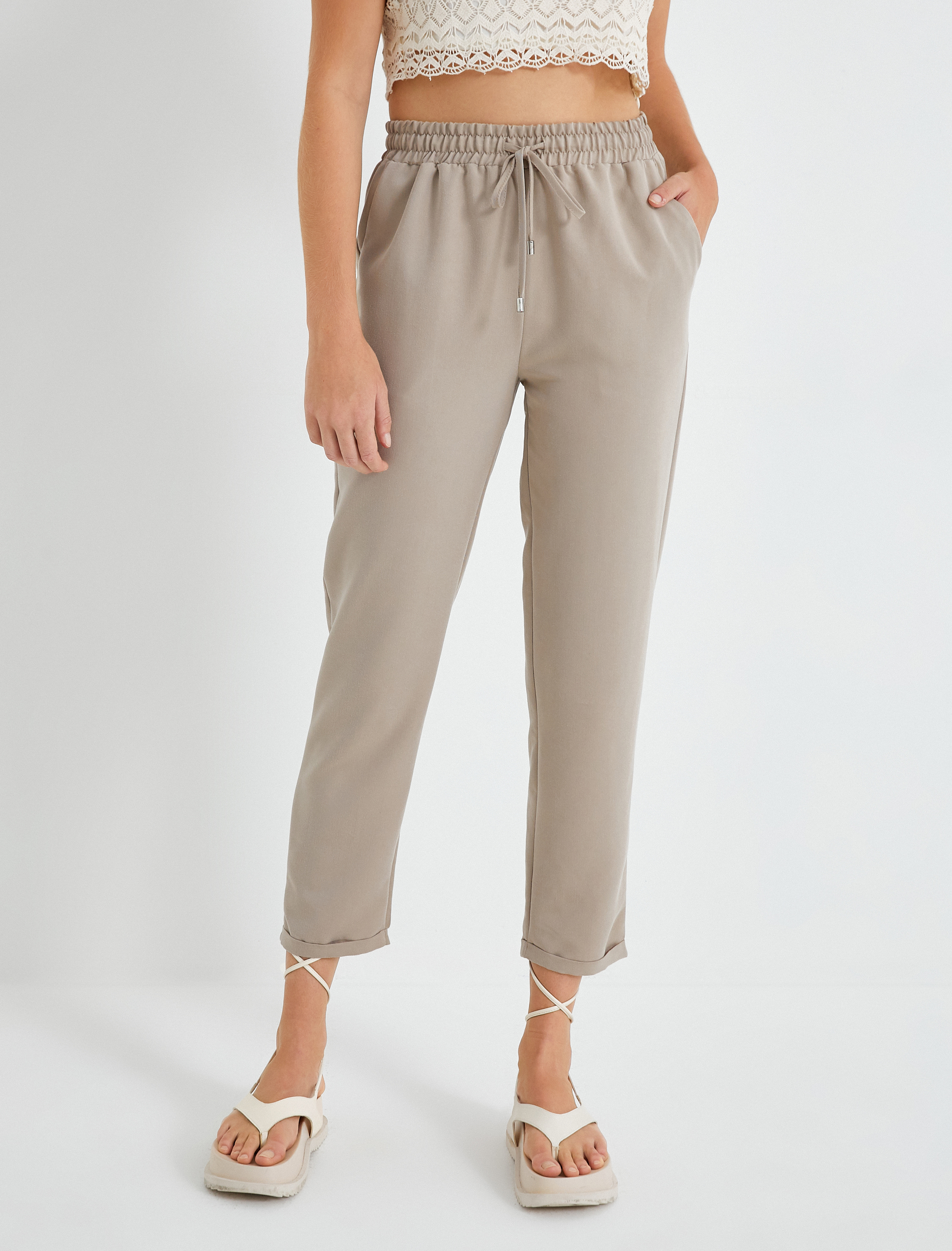   Beli Bağlamalı Havuç Pantolon Modal Karışımlı