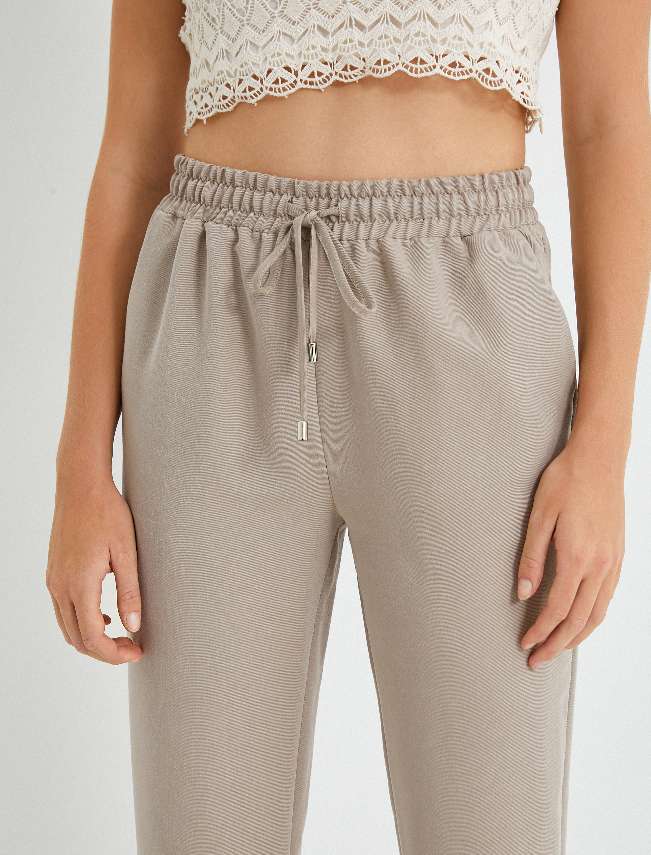   Beli Bağlamalı Havuç Pantolon Modal Karışımlı