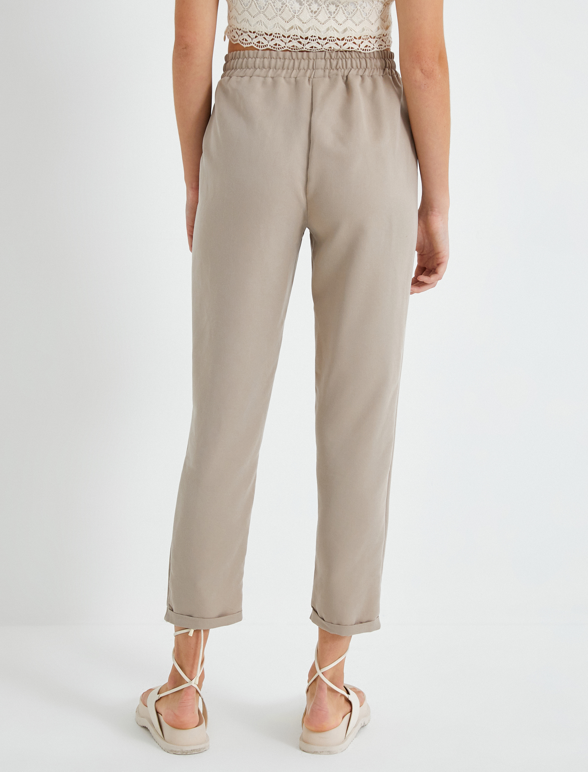   Beli Bağlamalı Havuç Pantolon Modal Karışımlı