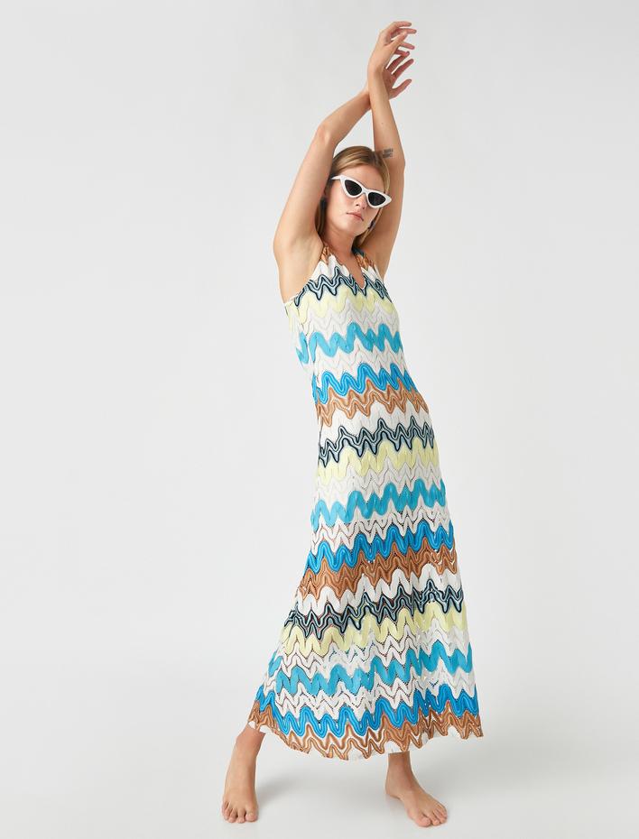  Koton X Şahika Ercümen - V Yaka Kolsuz Uzun Elbise