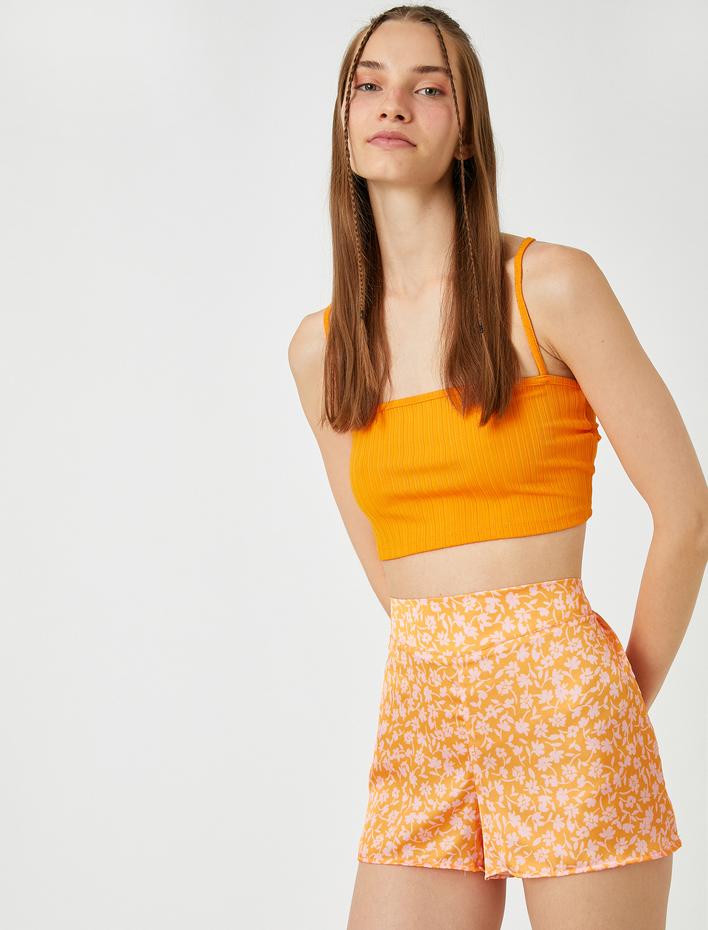  Çiçekli Şort Yüksek Bel