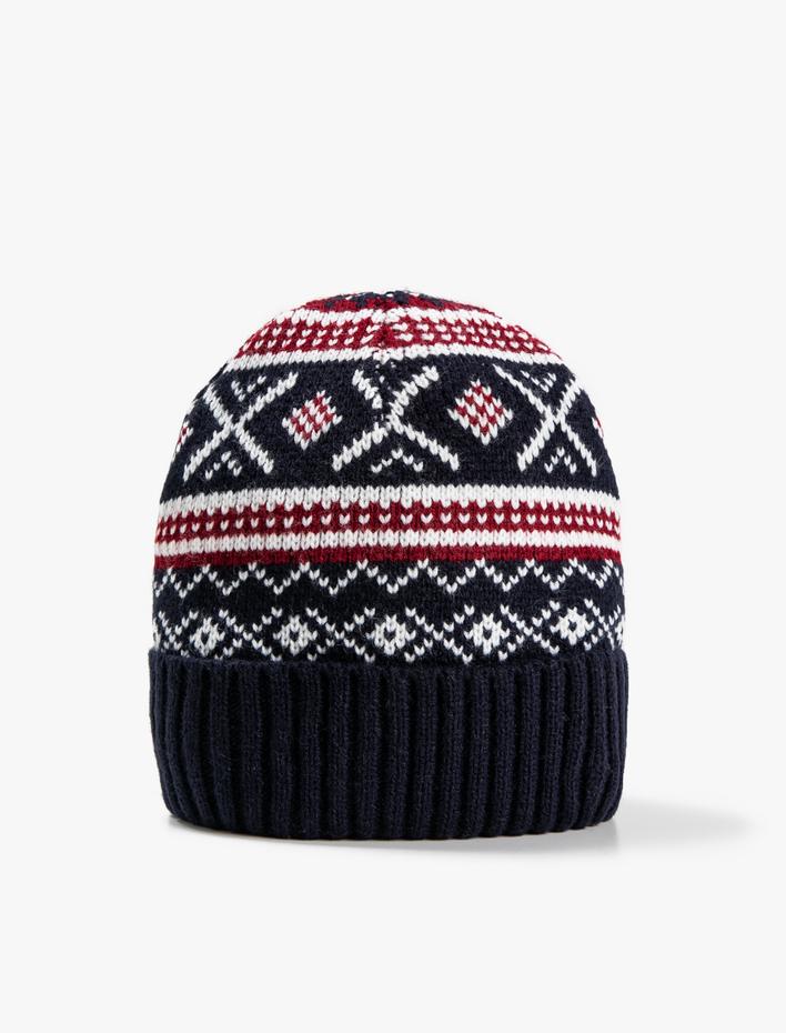 Erkek Örgü Bere Desenli Ribanalı