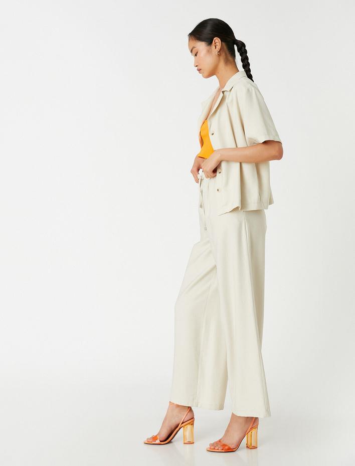  Bol Paça Pantolon Beli Bağlamalı