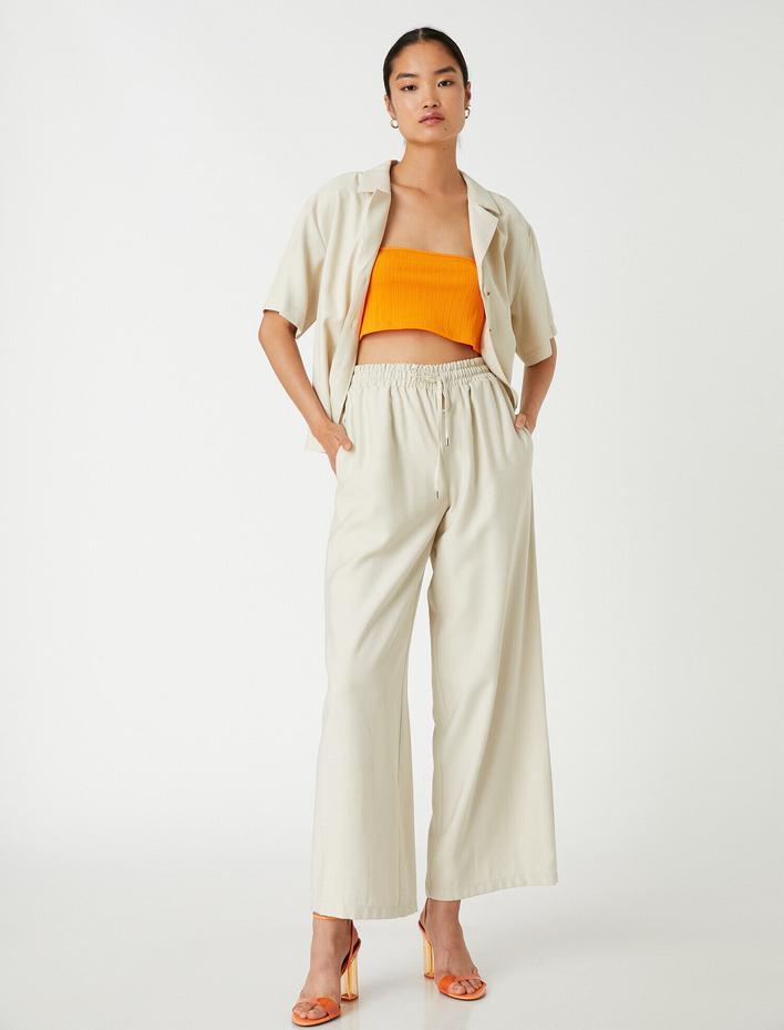  Bol Paça Pantolon Beli Bağlamalı