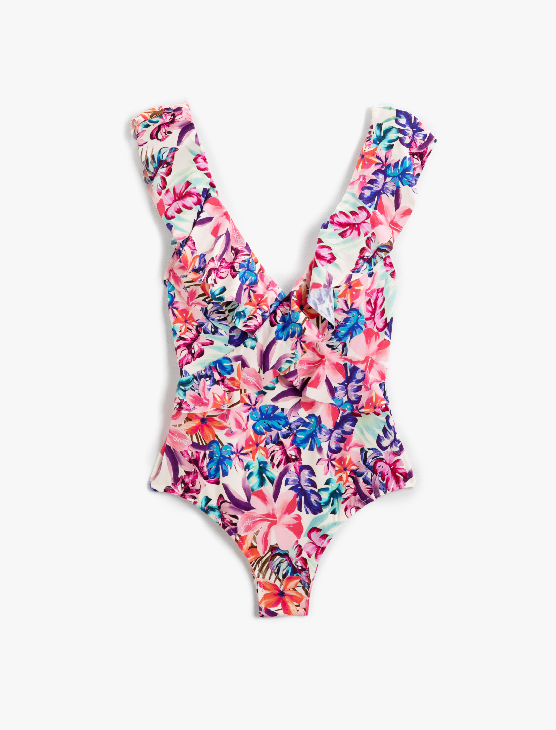   V Yaka Çiçek Baskılı Mayo