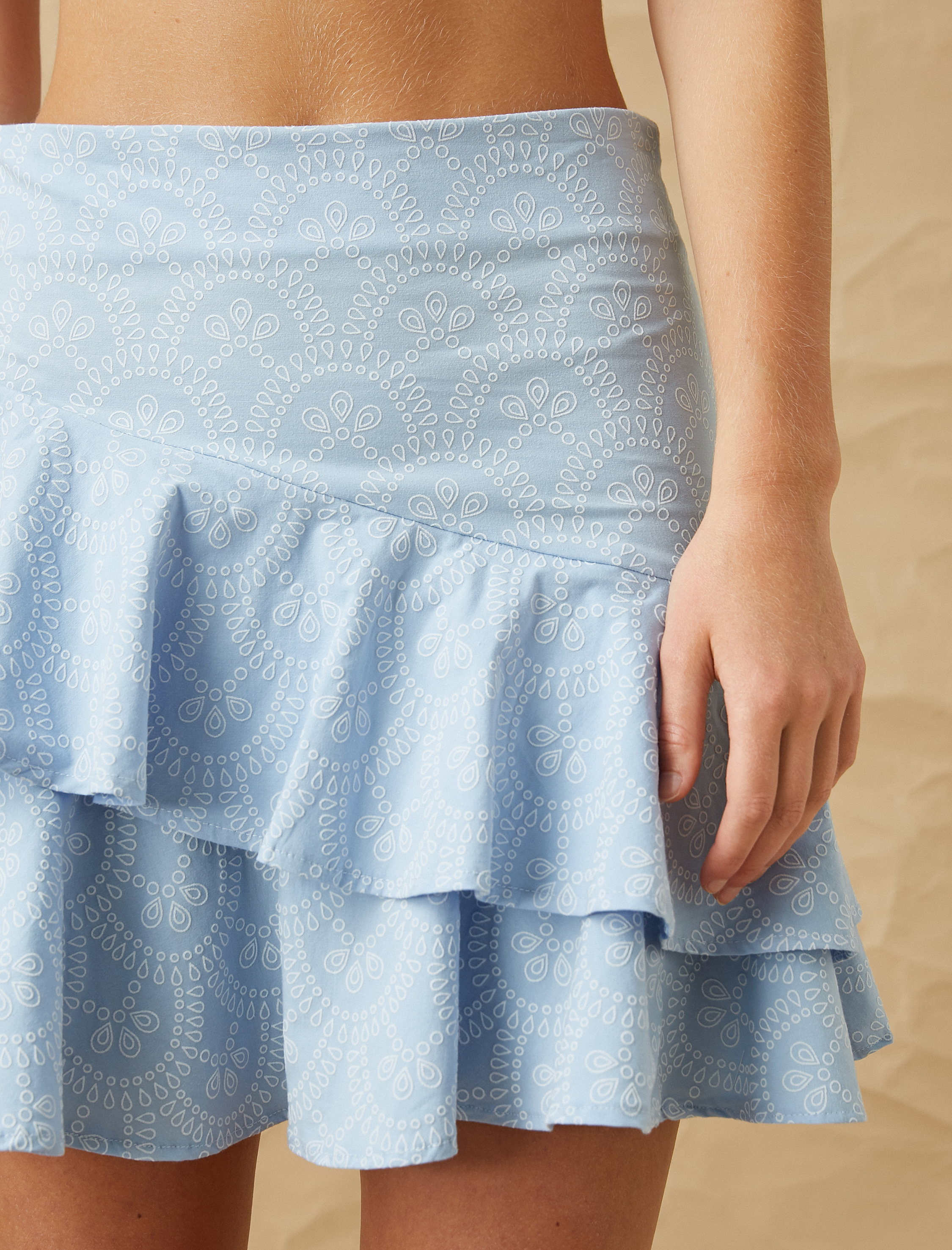   Katlı Mini Etek Pamuklu