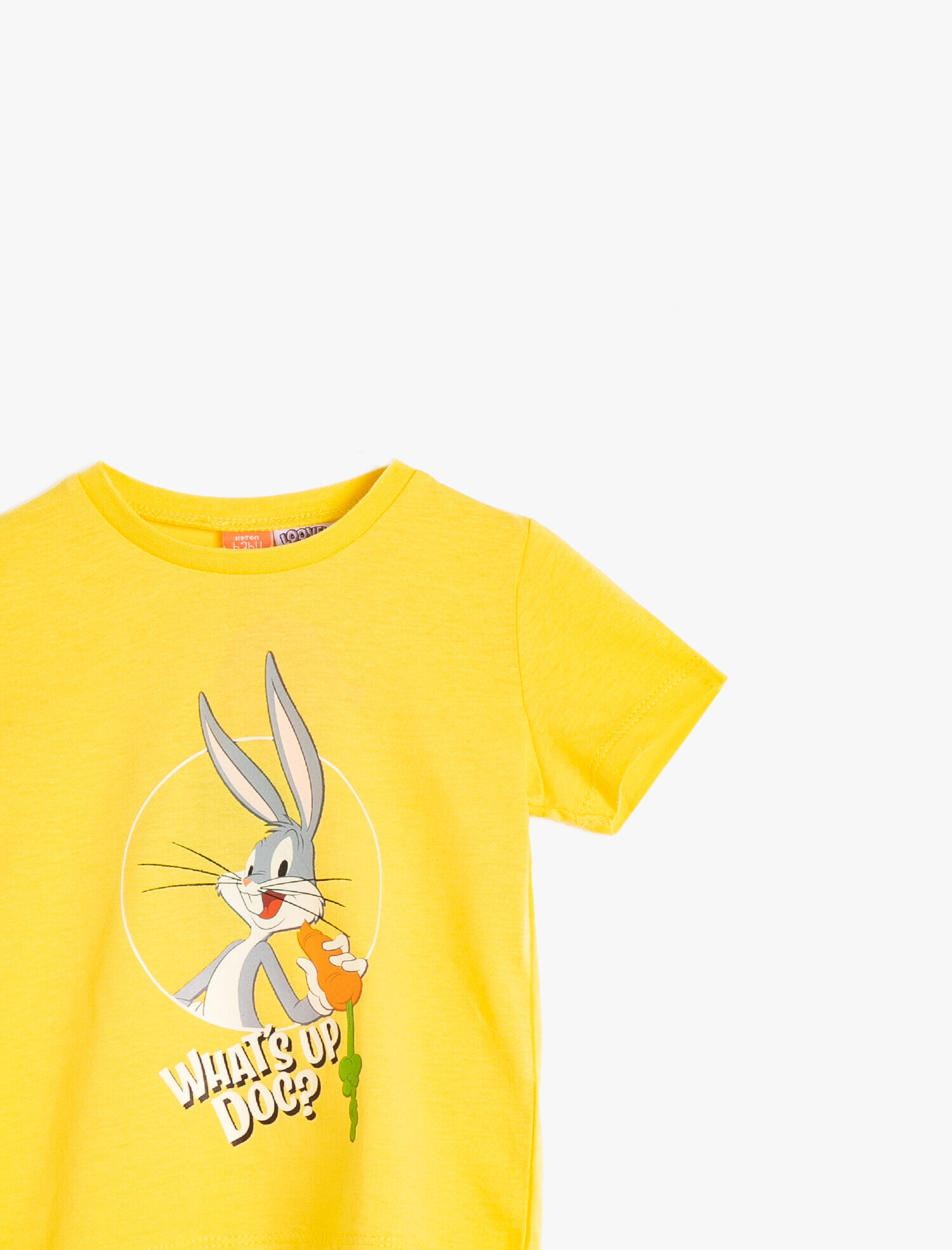  Erkek Bebek Buggs Bunny Lisanslı Baskılı Kısa Kollu Bisiklet Yaka Tişört