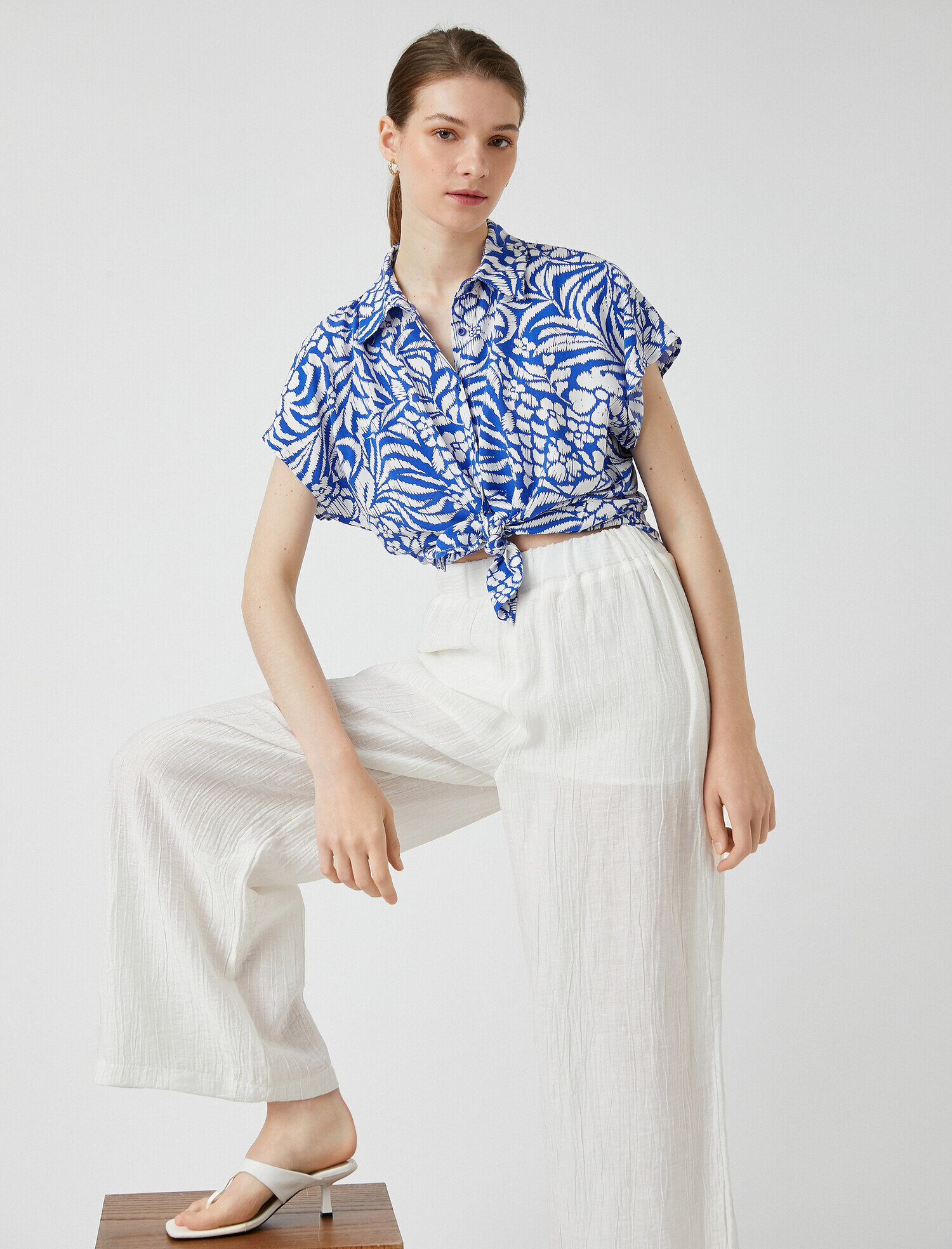   Çiçekli Gömlek Kısa Kollu