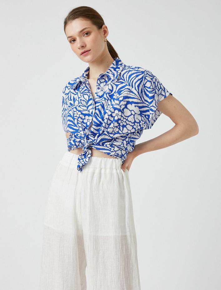  Çiçekli Gömlek Kısa Kollu