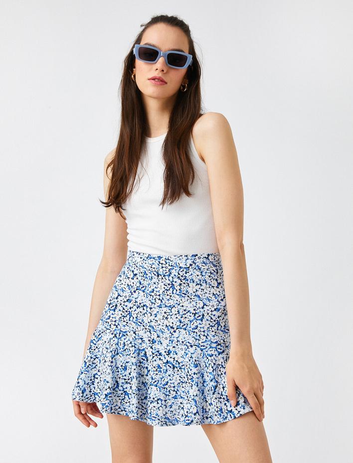  Mini Şort Etek Fırfırlı Beli Lastikli