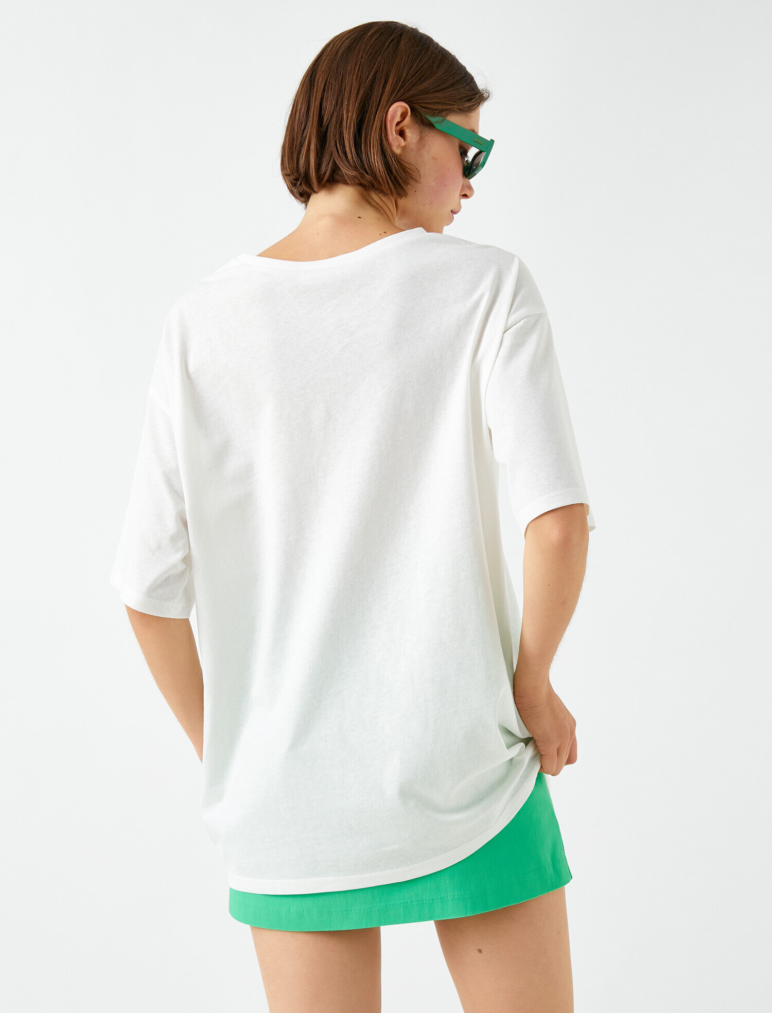   Baskılı Tişört Bisiklet Yaka Kısa Kollu