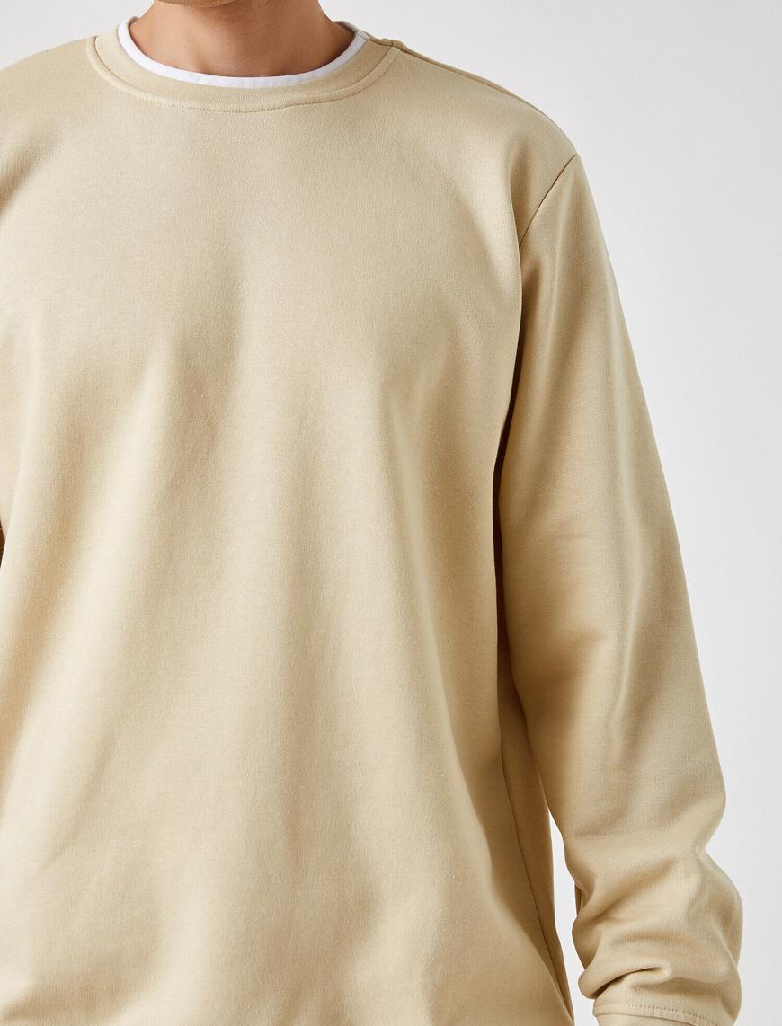   Basic Sweatshirt Şardonlu Bisiklet Yaka