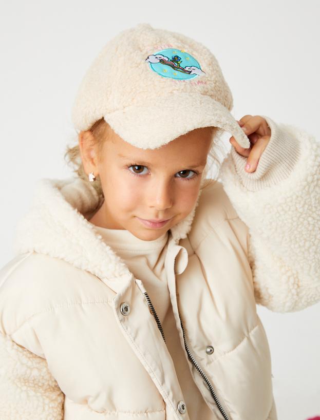 Kız Çocuk Polar Cap Şapka İşlemeli