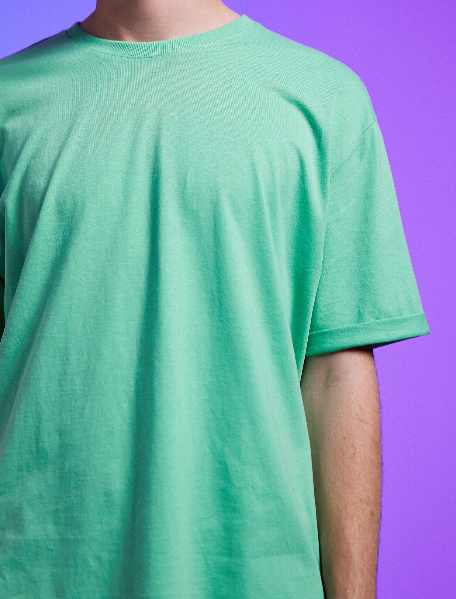   Basic Oversize Tişört Bisiklet Yaka