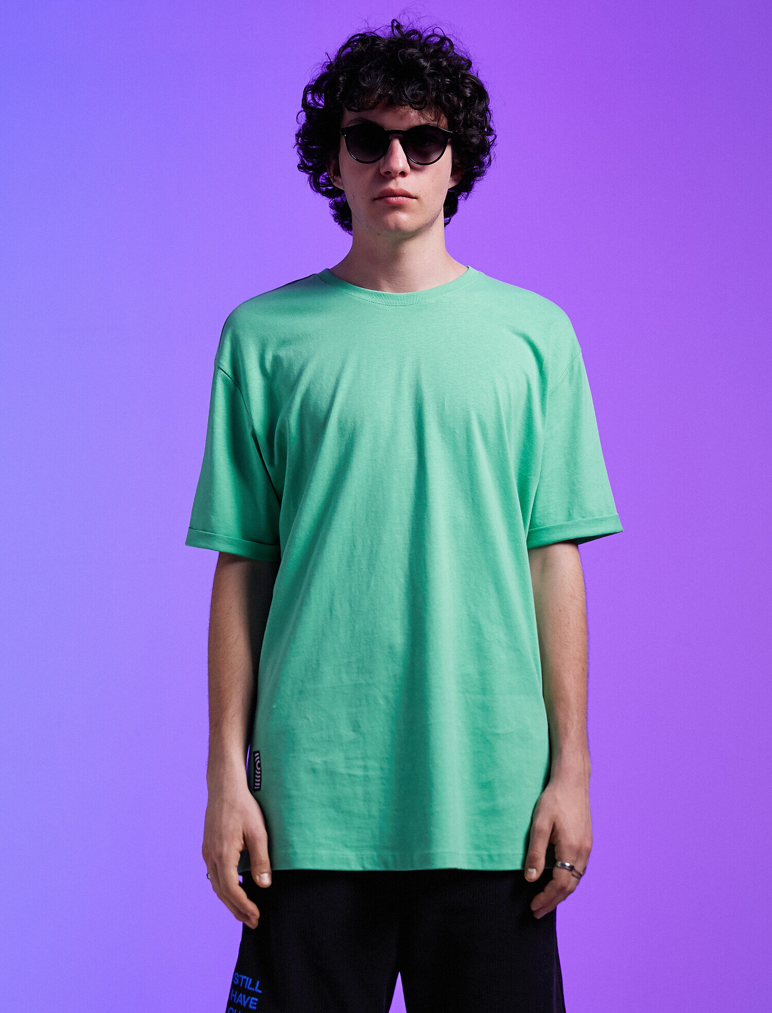   Basic Oversize Tişört Bisiklet Yaka