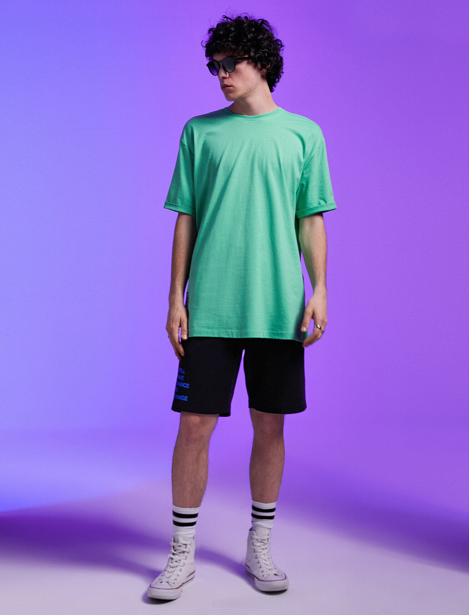   Basic Oversize Tişört Bisiklet Yaka