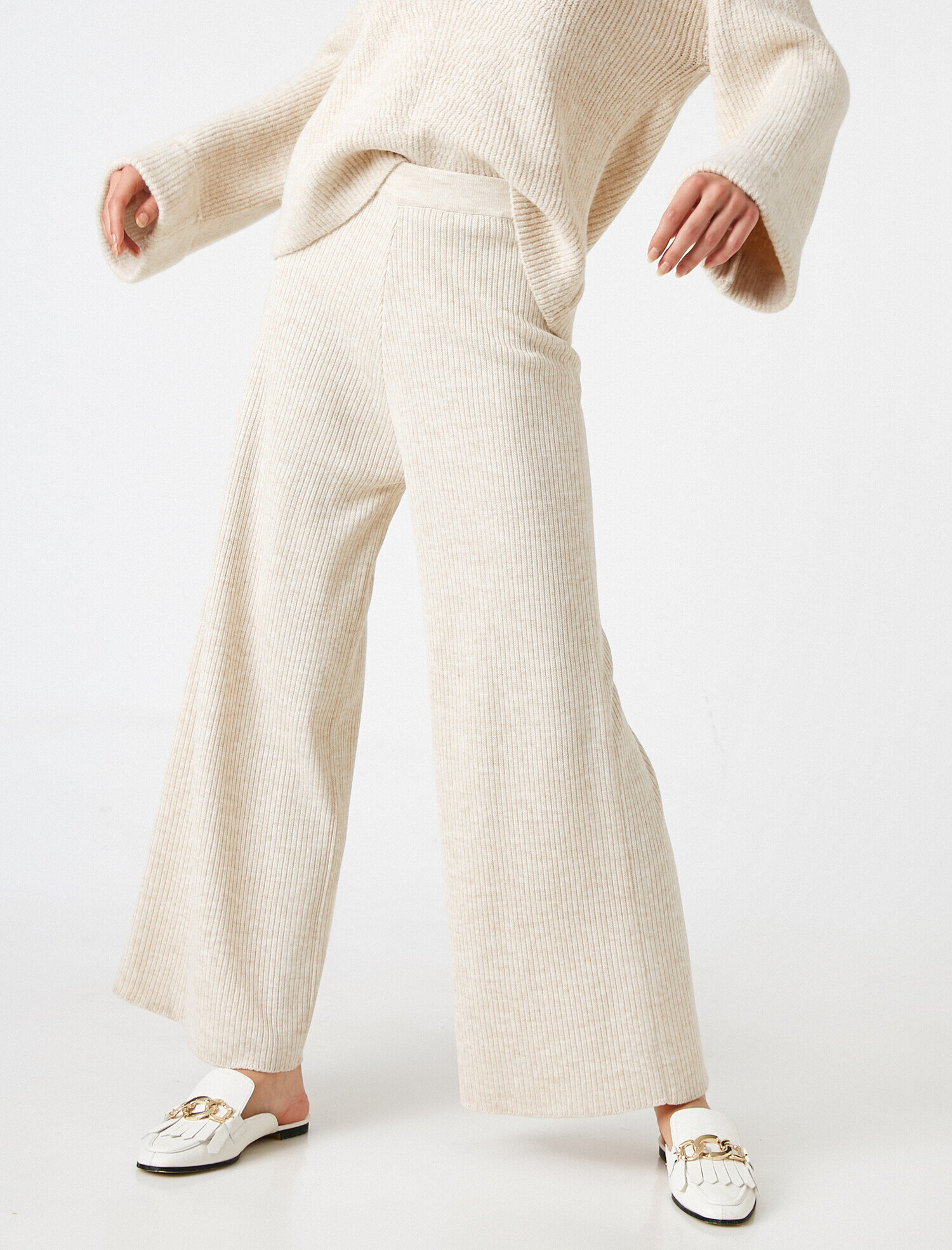   Geniş Paça Triko Pantolon