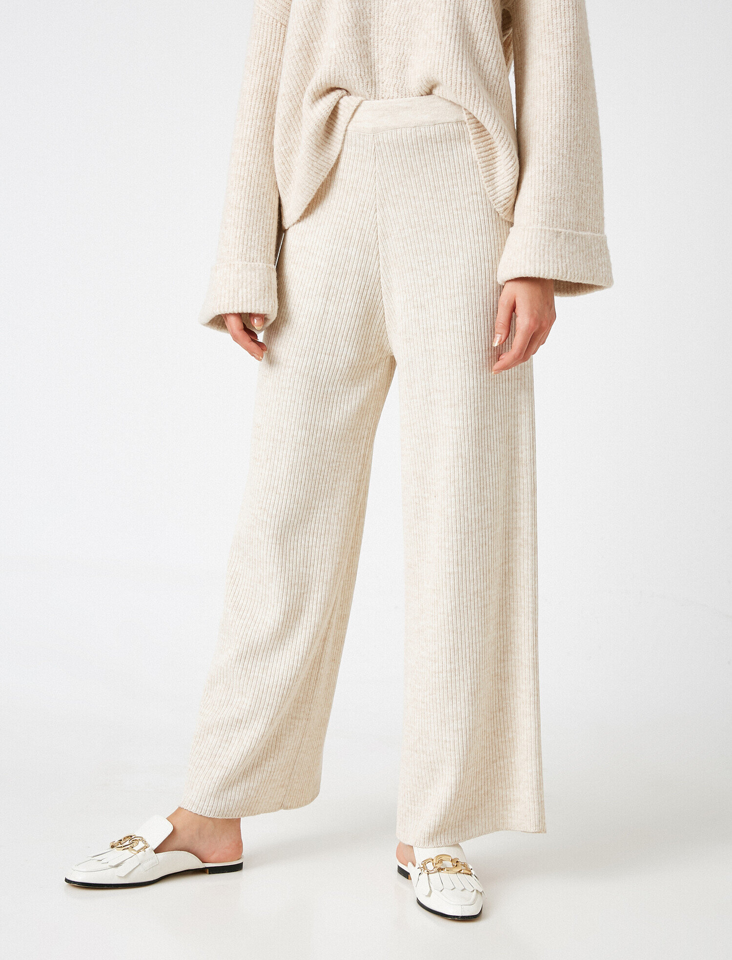   Geniş Paça Triko Pantolon