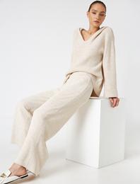 Geniş Paça Triko Pantolon