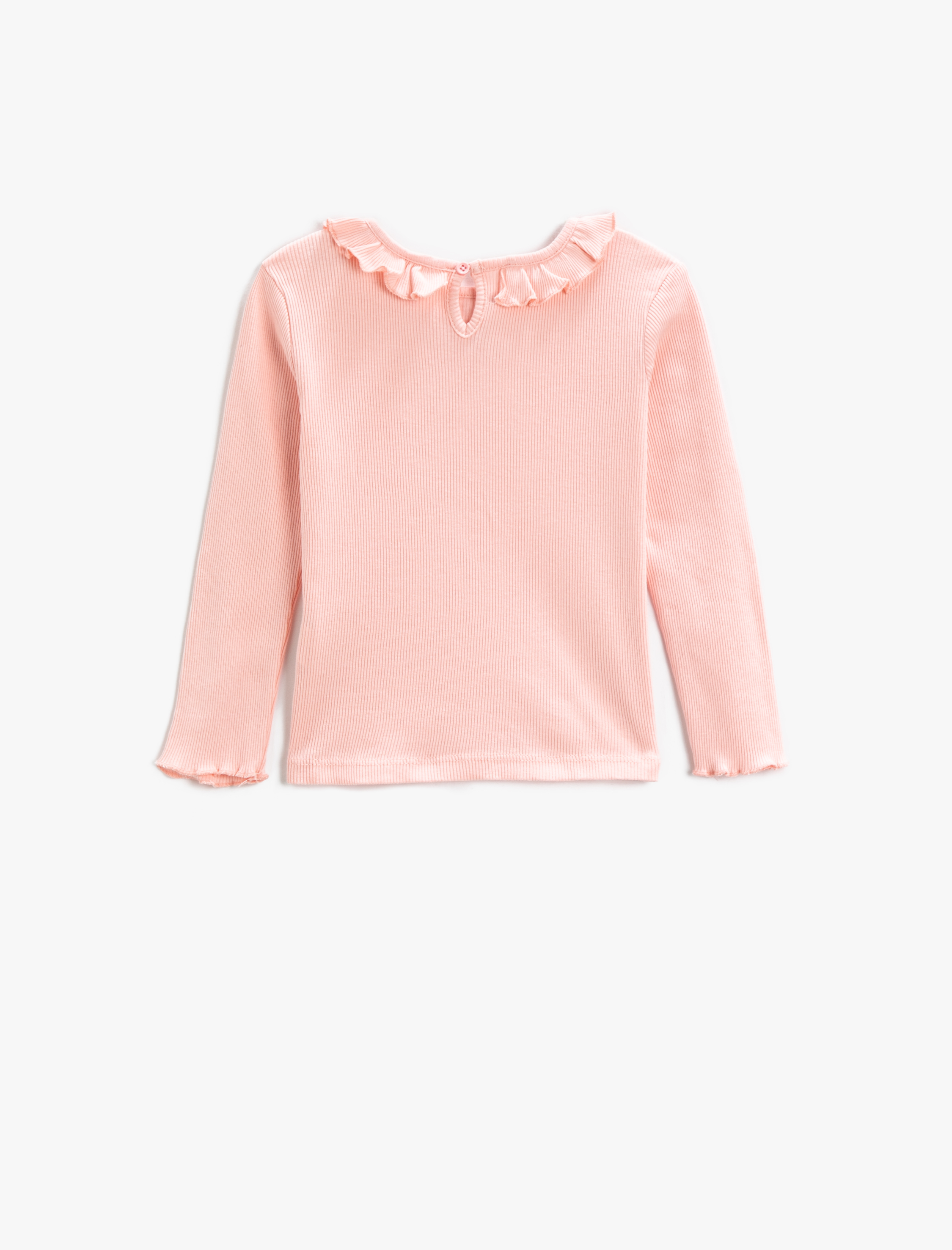  Kız Bebek Basic Fırfırlı Uzun Kollu Tişört Bisiklet Yaka